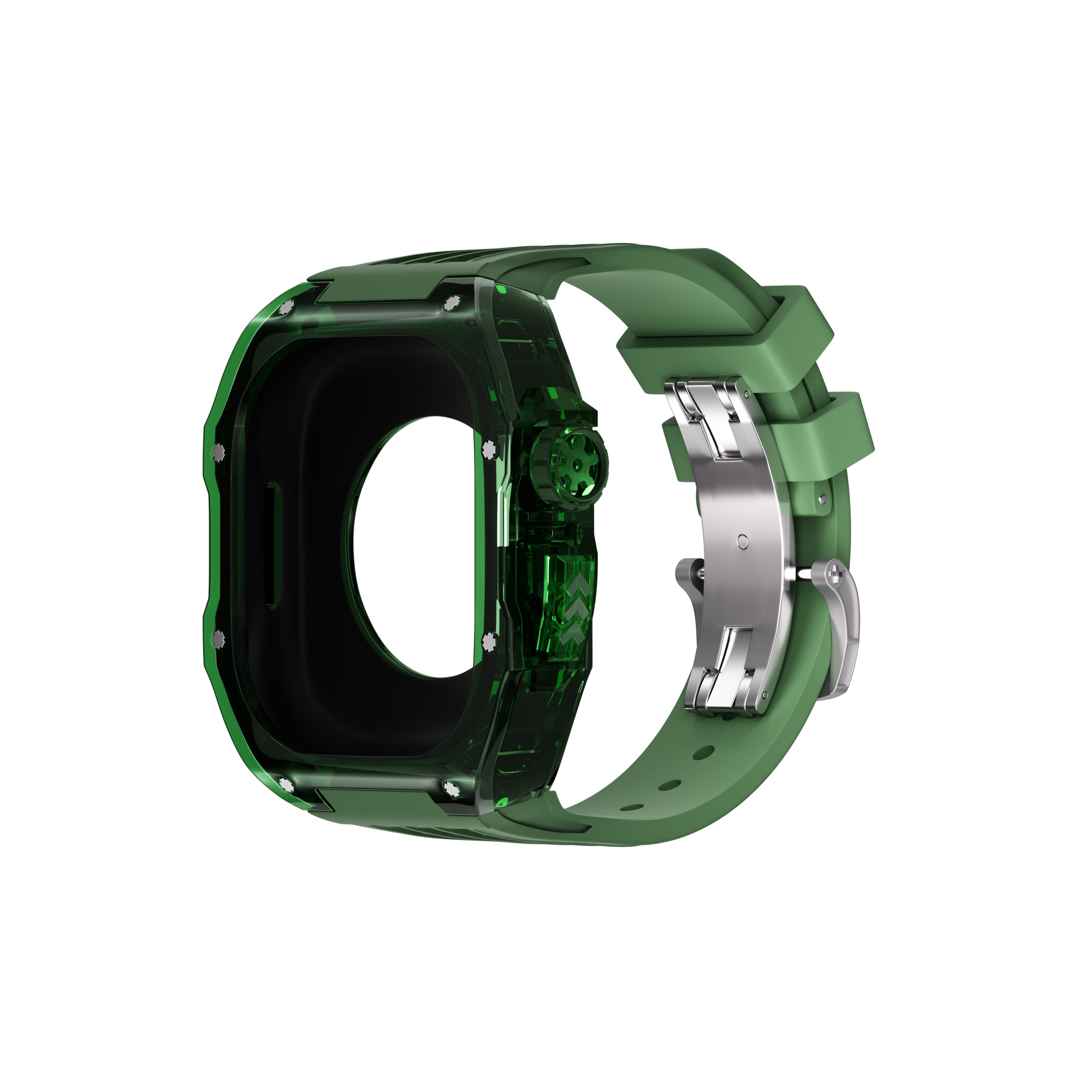 Reqior Apple Watch 45mm Polymer Hülle mit integriertem Gummi-Armband (Grün)