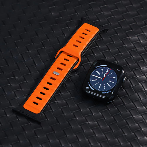 Apple Watch Premium Outdoor Silikonarmband (Orange/Schwarz)