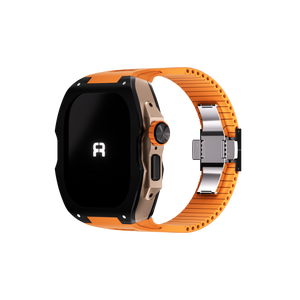 Reqior Apple Watch Ultra Hülle mit integriertem Gummi-Armband (Schwarz/Orange)