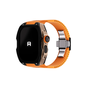 Reqior Apple Watch Ultra Hülle mit integriertem Gummi-Armband (Schwarz/Orange)