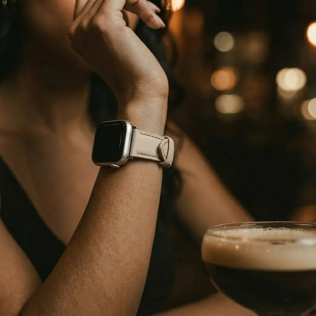 Apple Watch Slimfit Leather Strap (Milk Tea)