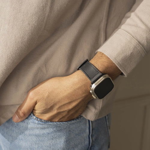 Apple Watch Hybrid Leather Strap with Buckle (Black)