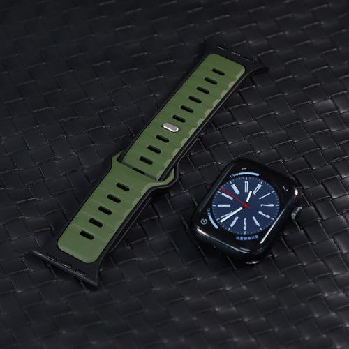 Apple Watch Premium Outdoor Silikonarmband (Armeegrün/Schwarz)