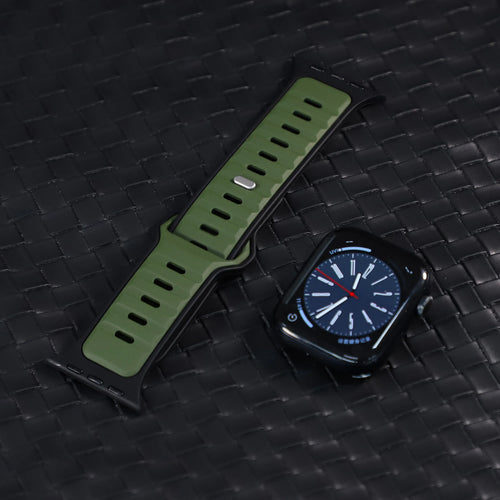 Apple Watch Premium Outdoor Silikonarmband (Armeegrün/Schwarz)