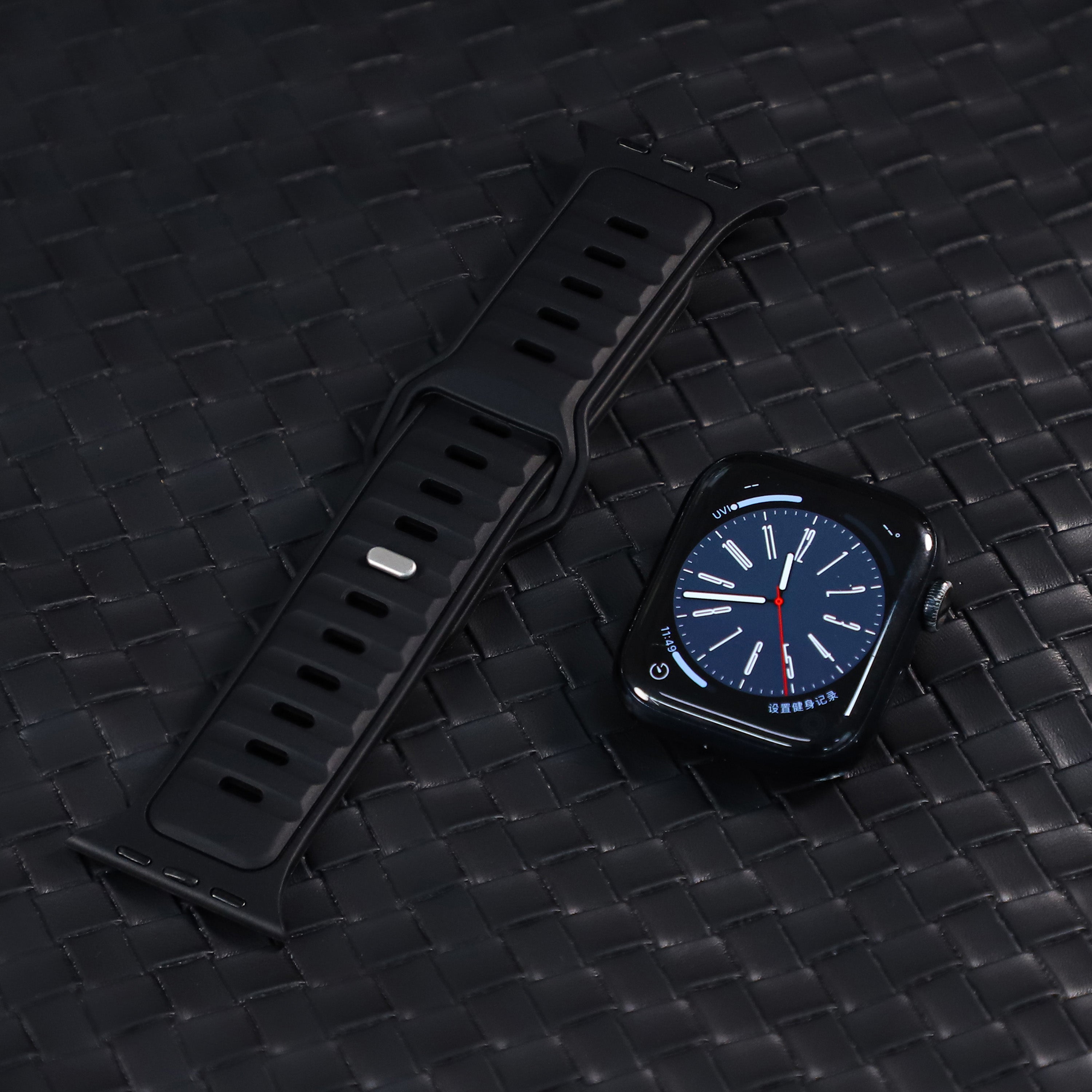 Apple Watch Premium Outdoor Silikonarmband (Schwarz/Schwarz)