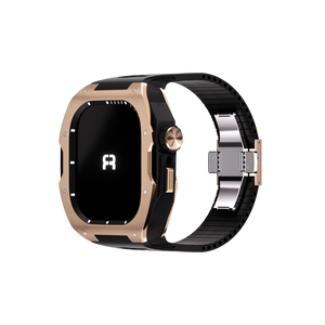 Reqior Apple Watch 45mm Hülle mit integriertem Gummi-Armband (Roségold/Schwarz)