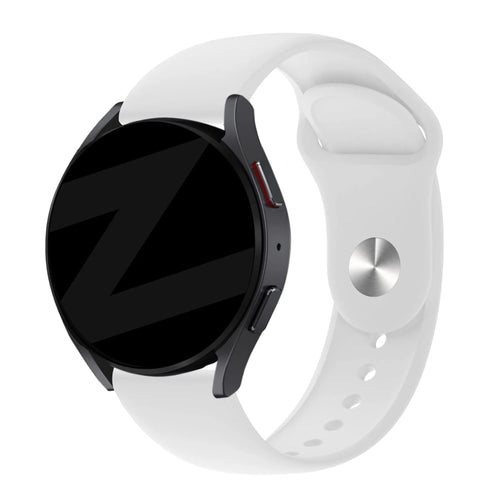 Silicone Sport Strap 'Deluxe', white, on a watch, 3/4 front view