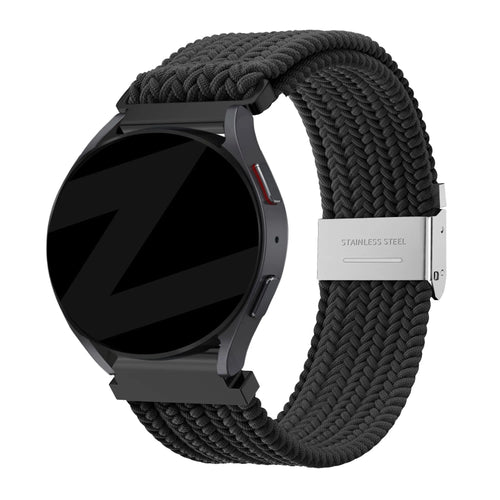 Woven Nylon Strap, black, on a watch, 3/4 front view