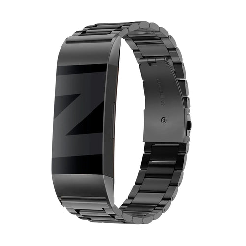 Steel Strap 'Classic', black, on a watch, 3/4 front view