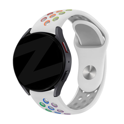 Bandz Amazfit Active 3 Premium Sport Strap 'Deluxe' (White/Colourful)
