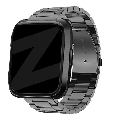 Steel Strap 'Classic', black, on a watch, 3/4 front view