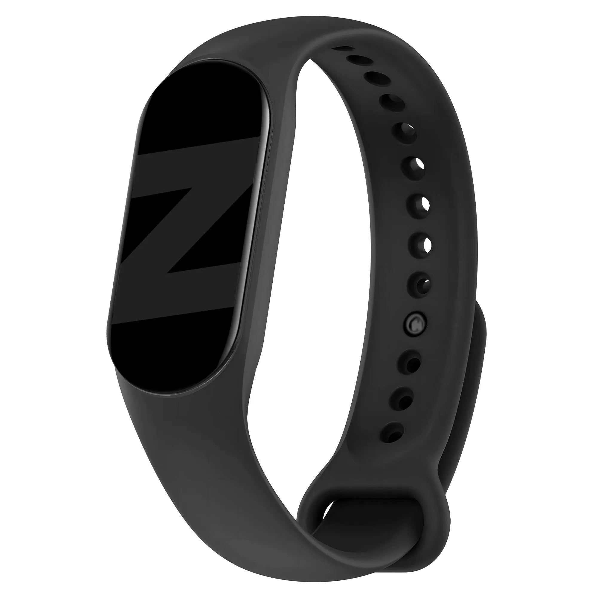 Silicone Strap 'Classic', black, on a watch, 3/4 front view