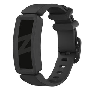 Silicone Strap, black, on a watch, 3/4 front view