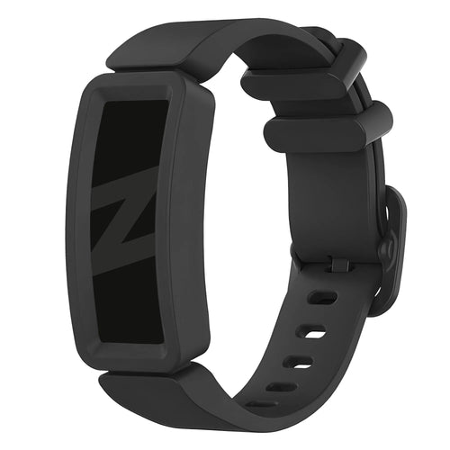 Silicone Strap, black, on a watch, 3/4 front view