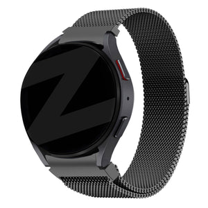 Milanese Loop Strap, black, on a watch, 3/4 front view