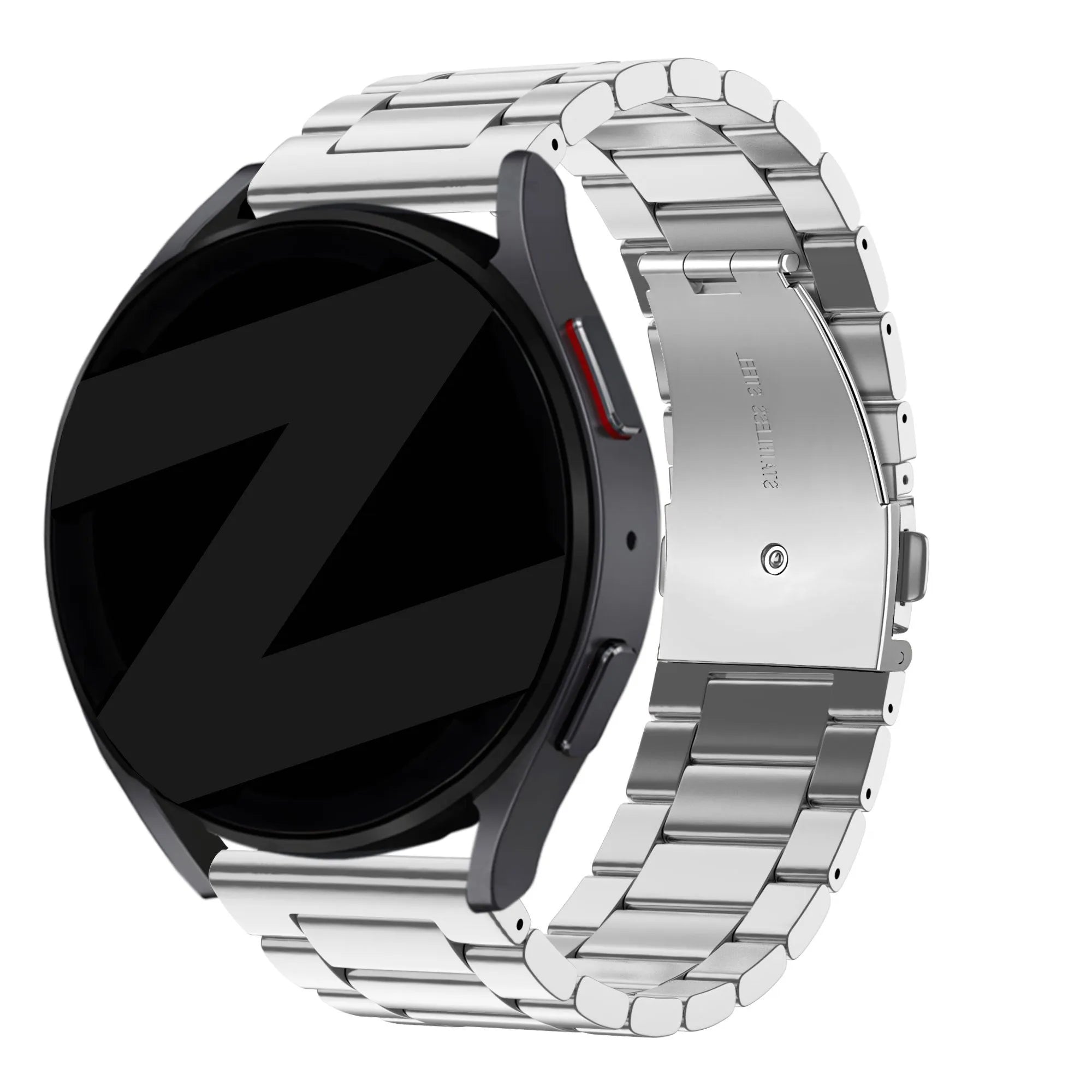 Steel Strap 'Classic', silver, on a watch, 3/4 front view