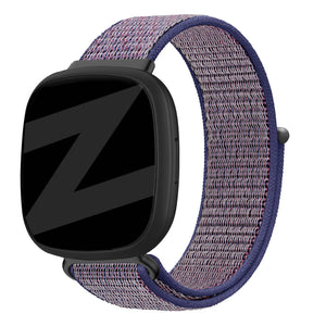 Nylon Loop Strap, dark blue, on a watch, 3/4 front view