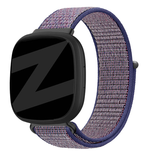 Nylon Loop Strap, dark blue, on a watch, 3/4 front view