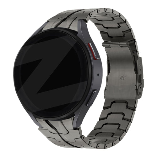 Steel Strap 'Iron', graphite, on a watch, 3/4 front view