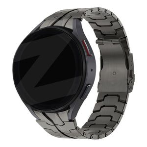 Steel Strap 'Iron', graphite, on a watch, 3/4 front view