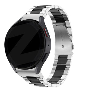 Steel Strap 'Classic', silver/black, on a watch, 3/4 front view
