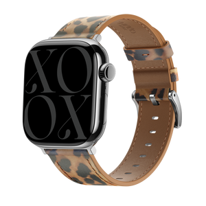 Leather Strap, leopard, on a watch, 3/4 front view