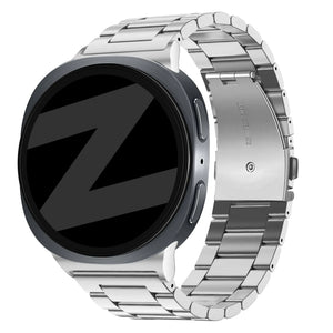 Steel Strap 'Classic', silver, on a watch, 3/4 front view