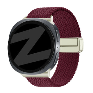 Bandz Samsung Galaxy Watch 8 Classic Magnetisches Geflochtenes Armband (Weinrot)