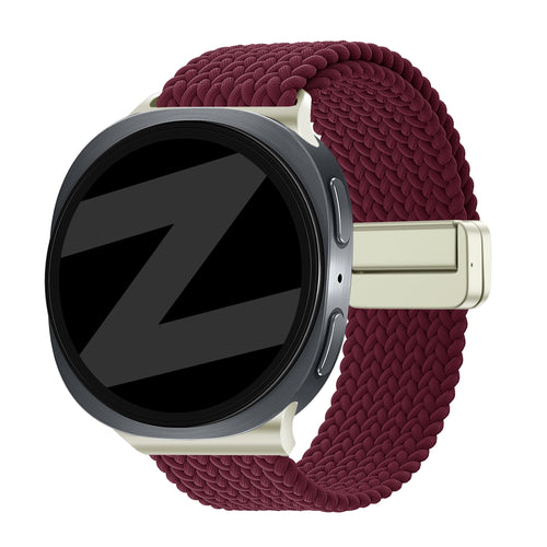 Bandz Samsung Galaxy Watch 8 Classic Magnetisches Geflochtenes Armband (Weinrot)