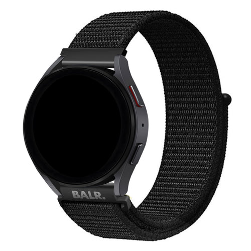 Nylon Strap, black, on a watch, 3/4 front view