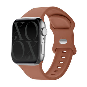 Silicone Strap, brown, on a watch, 3/4 front view