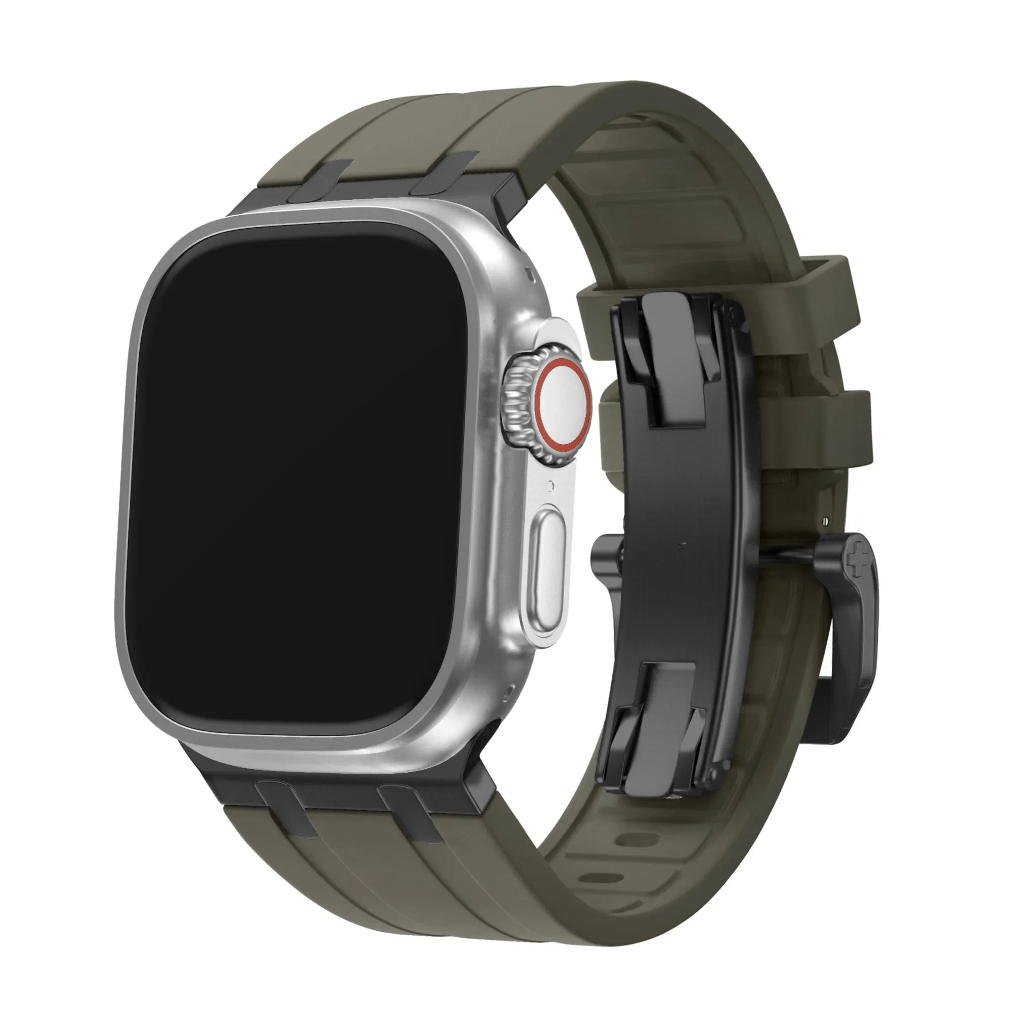 Balr. Apple Watch Ultra flüssiges Silikonarmband (Braun/Schwarz)