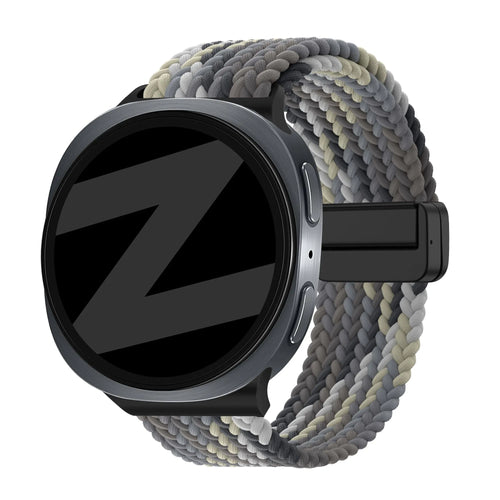 Bandz Samsung Galaxy Watch 9 - 44mm Magnetisch Geflochtenes Armband (Mandala Schwarz)