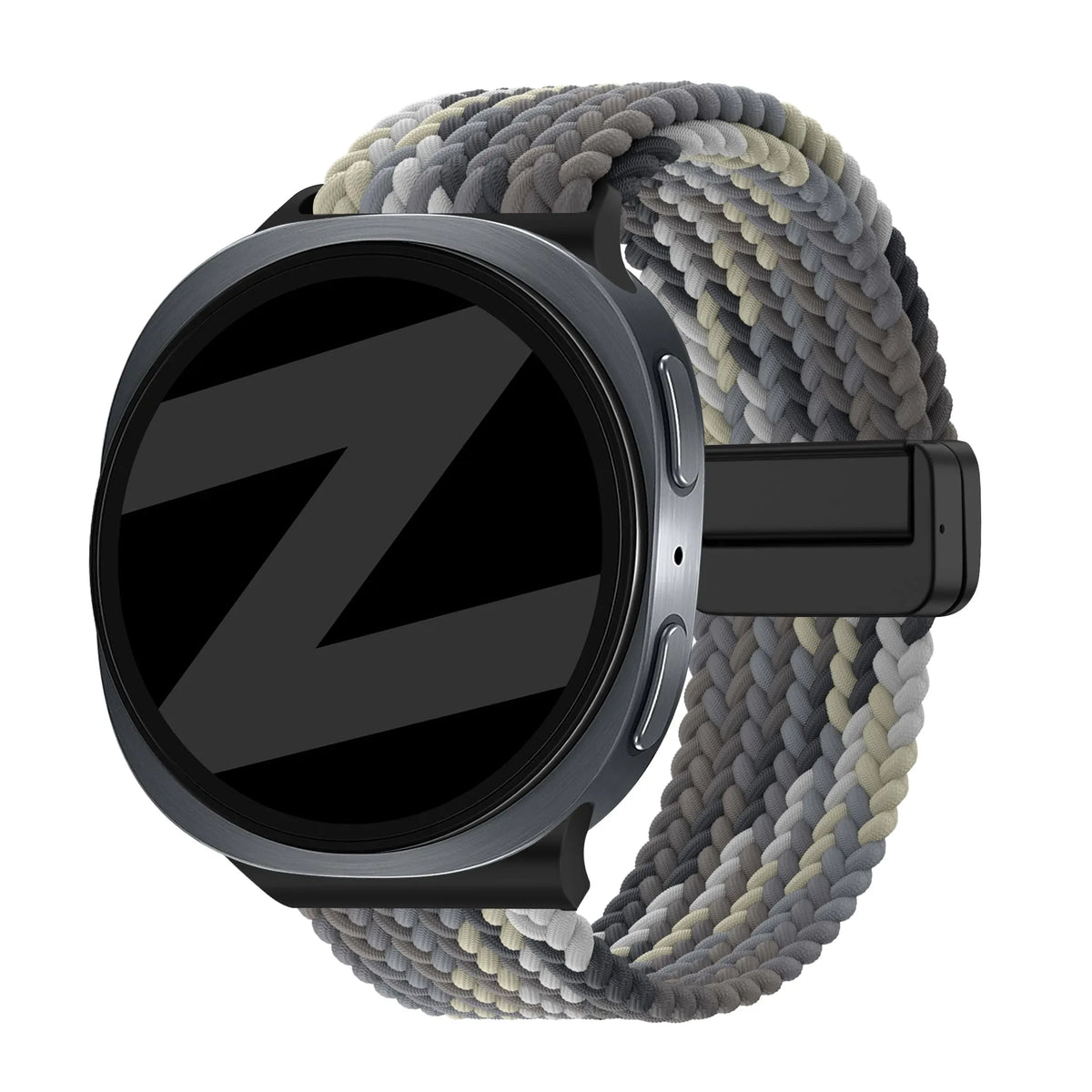 Bandz Samsung Galaxy Watch 9 - 44mm Magnetisch Geflochtenes Armband (Mandala Schwarz)