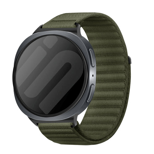Samsung Galaxy Watch 8 Classic Wave Nylonarmband (Dunkel Grün)