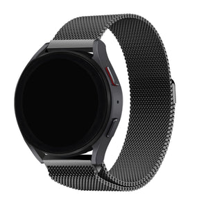 Milanese Strap, black, on a watch, 3/4 front view