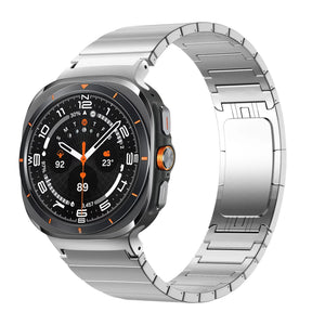Titanium Strap 'One Bead', silver, on a watch, 3/4 front view