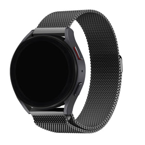 Milanese Strap, black, on a watch, 3/4 front view