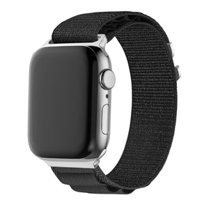 Nylon Alpine Loop Strap, black, on a watch, 3/4 front view
