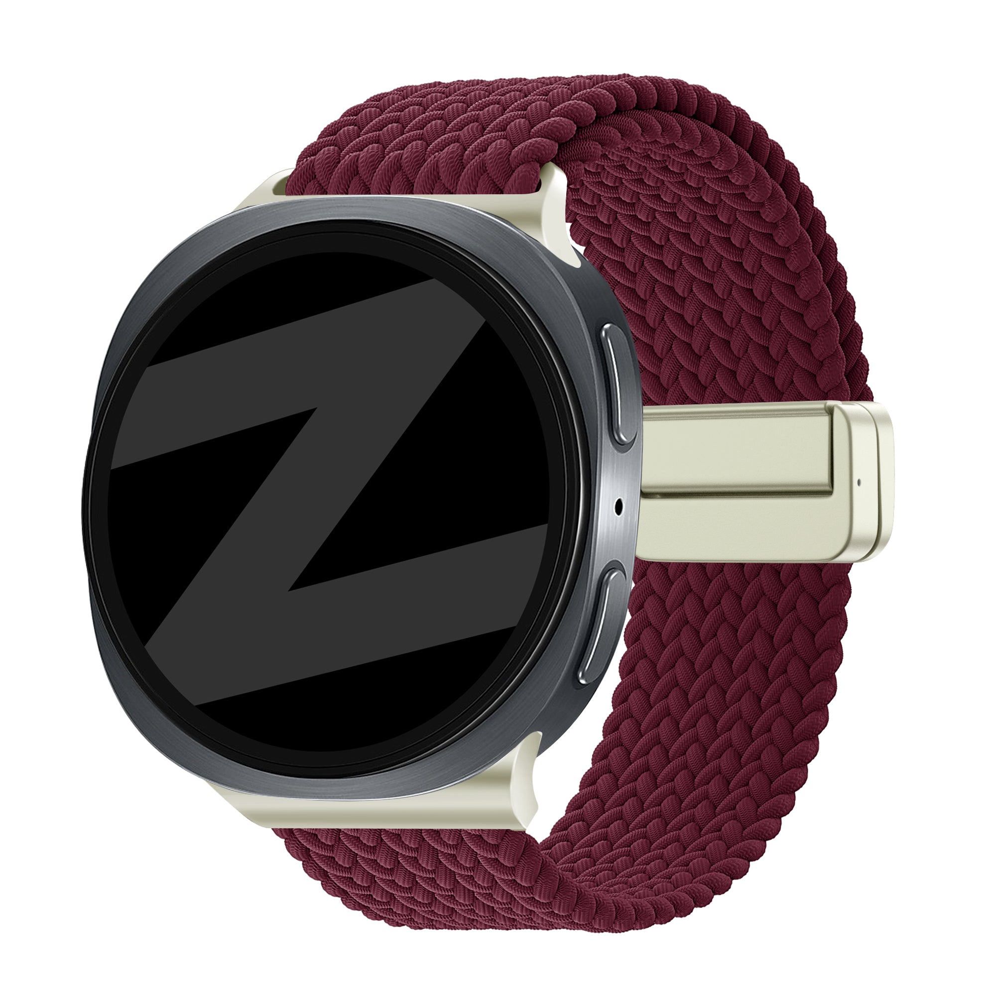Bandz Samsung Galaxy Watch 9 - 44mm Magnetisch Geflochtenes Armband (Weinrot)