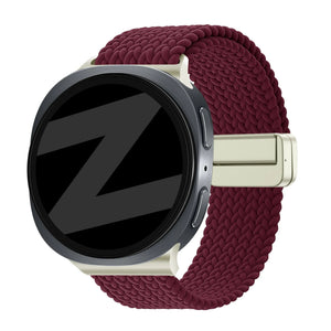 Bandz Samsung Galaxy Watch 8 - 40mm Magnetisches Geflochtenes Armband (Weinrot)