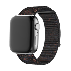 Nylon Strap, black, on a watch, 3/4 front view