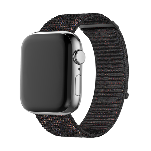 Nylon Strap, black, on a watch, 3/4 front view