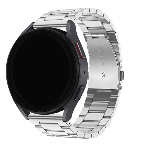 Steel Strap, silver, on a watch, 3/4 front view