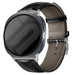 Samsung Galaxy Watch 9 - 44mm Gebürstetes Lederarmband Krokodilprägung (Schwarz)