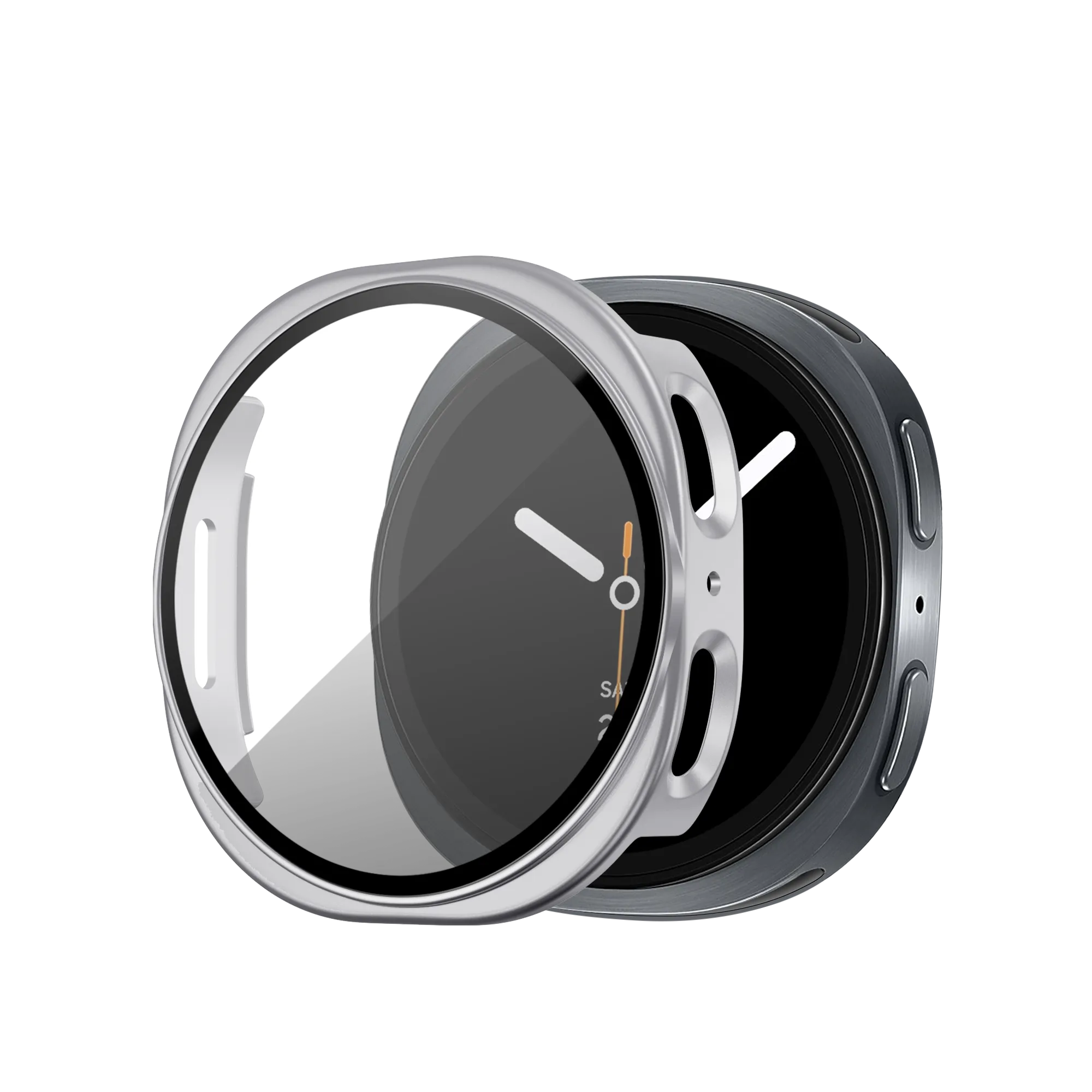 Bandz Samsung Galaxy Watch 8 - 44mm PC Cover with Glass (Silver)
