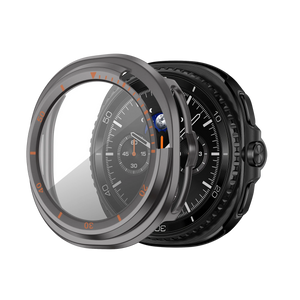 Bandz Samsung Galaxy Watch 8 Classic Bezel Cover mit Glas (Titan Grau/Orange)