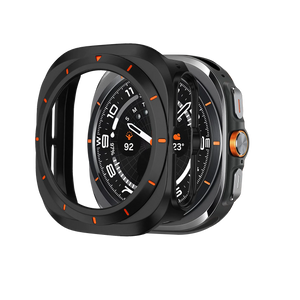 Bandz Samsung Galaxy Watch Ultra Bezel PC Hülle (Schwarz mit Orange)