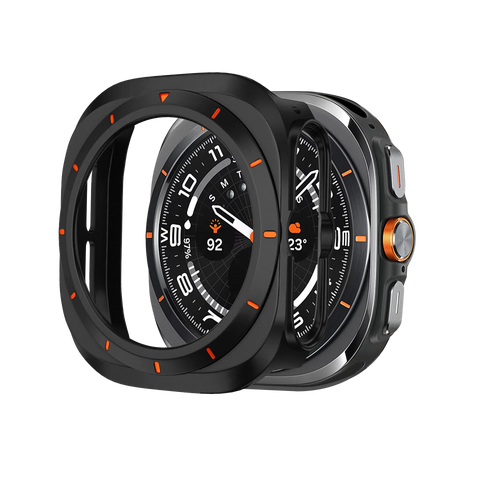 Bandz Samsung Galaxy Watch Ultra Bezel PC Hülle (Schwarz mit Orange)