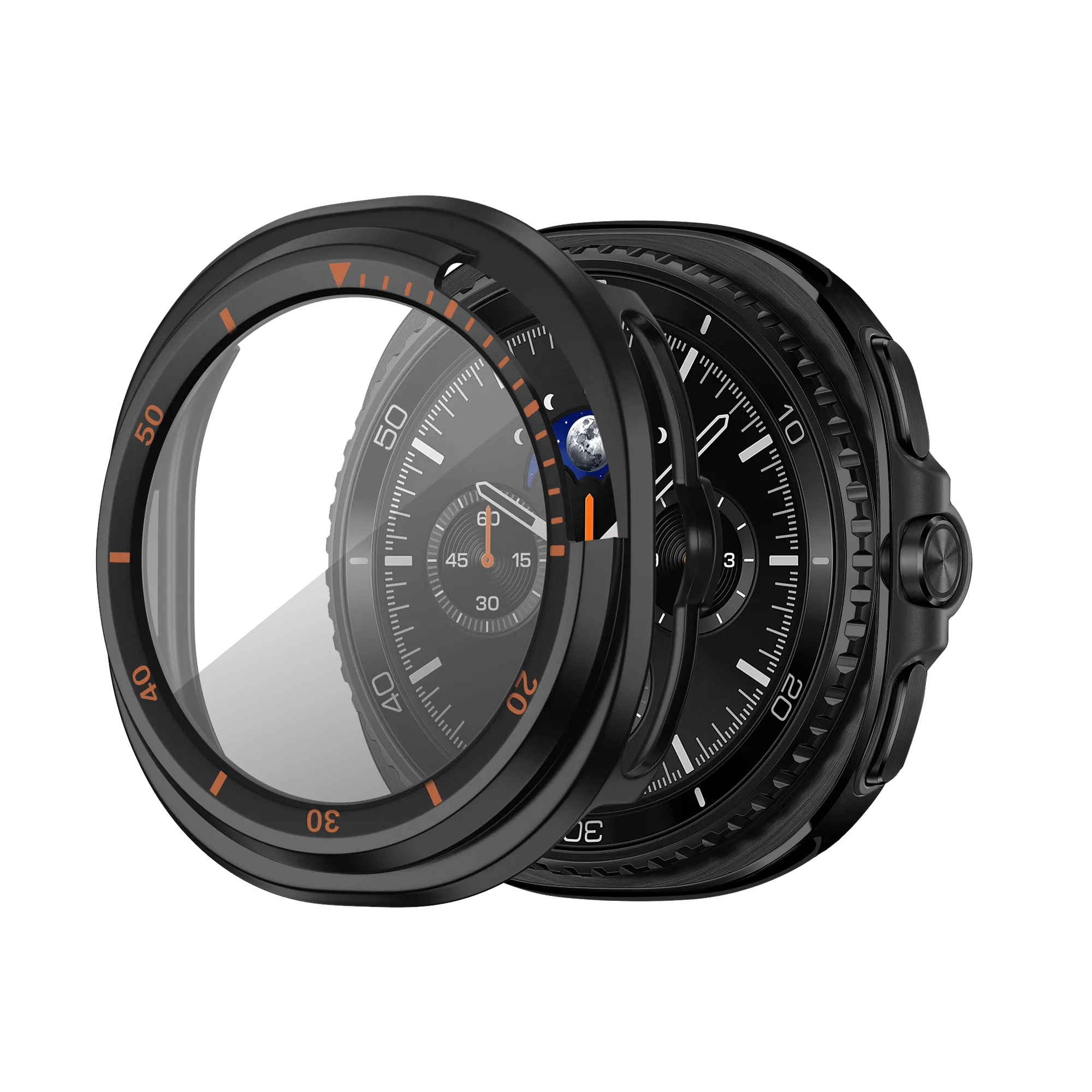 Bandz Samsung Galaxy Watch 8 Classic Bezel Cover mit Glas (Schwarz/Orange)
